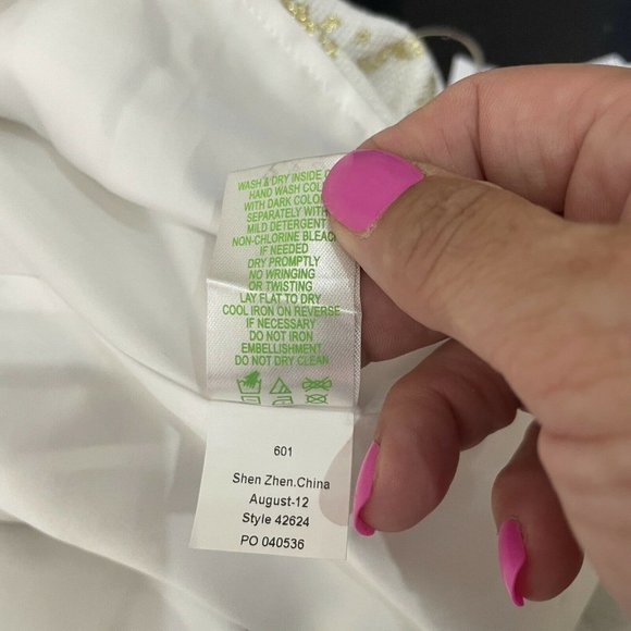 Lilly Pulitzer "Christine" Gold/Black Metallic Beaded Strapless Dress Sz 12 - Picture 11 of 12